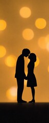 Romantic kiss between couple dreamy background silhouette art soft lighting intimate moment