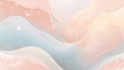 Obraz premium Soft pastel abstract background with flowing shapes and subtle heart details, creating a gentle and romantic visual