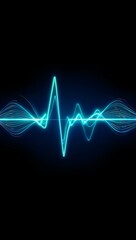 Fototapeta premium Vibrant glowing sound wave illustration capturing the essence of digital audio frequencies and dynamic energetic rhythm against a dark background