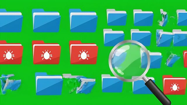 Computer file virus scan and malware detection animation
