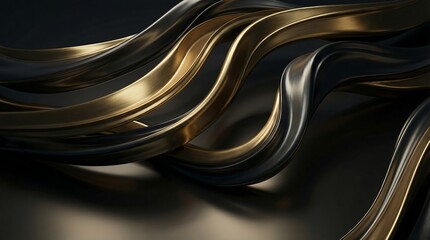 Abstract Golden Black Waves Flowing Elegant Luxury Smooth Texture