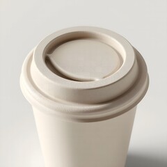 Empty White Disposable Coffee Cup Lid Top View Minimalist Background