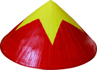 Asian conical hat vietnam traditional straw hat isolated on transparent background