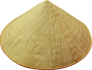 Asian conical hat vietnam traditional straw hat isolated on transparent background