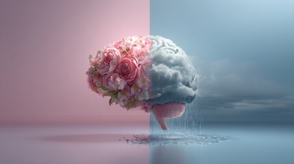 World Bipolar Day poster visualizing brain contrast emotional states awareness psychiatry psychology research education advocacy science balance through bold color symbolism campaign optimism