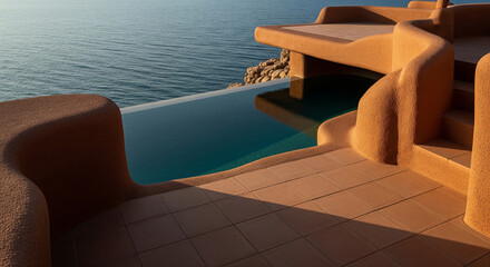 Fototapeta premium Infinity Pool on Terracotta Cliff