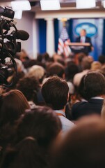 journalists attend a press conference