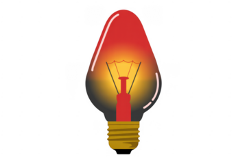 Colorful gradient light bulb yellow isolated on a transparent background