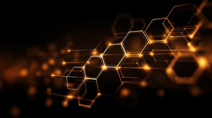 AI infrastructure with hexagonal patterns and amber highlights in a dark background