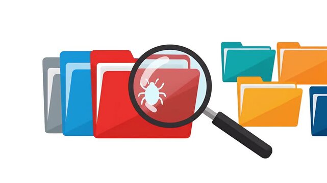 Computer file virus scan and malware detection animation

