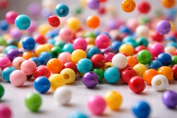 Colorful beads fell onto the surface.