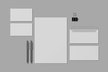 Blank corporate identity stationery mock up. 3D Rendering