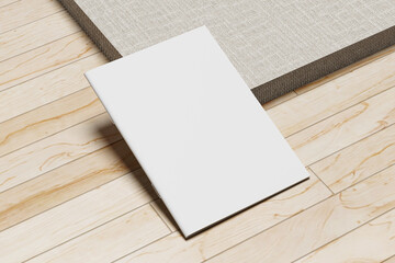 Blank Open Magazine Mockup on Wooden Floor