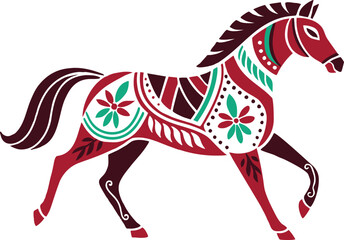 Obraz premium Decorative Folk Art Horse Icon - Ethnic Ornate Illustration
