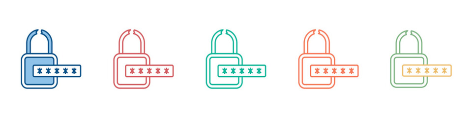 Fototapeta premium password haking Icon Set Multiple Style Collection