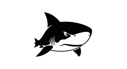Fototapeta premium Black shark head side profile view.