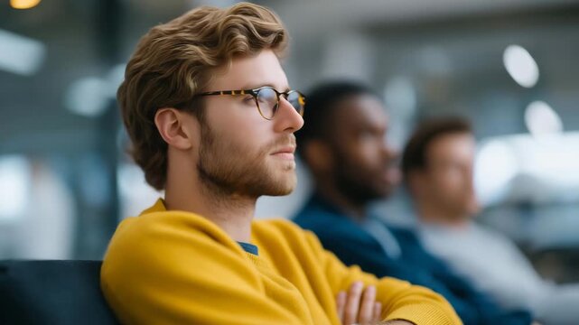 A clean and stylish work environment features employees taking a short break in a modern office, balancing performance, comfort, and collaboration. cinematic color correction, natural uneven