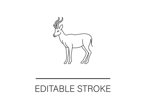 Minimalist illustration of an antelope with editable stroke.