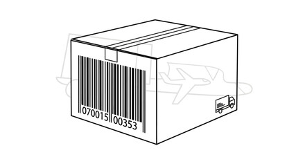 Barcode box with shipping label. © MUHRODIN