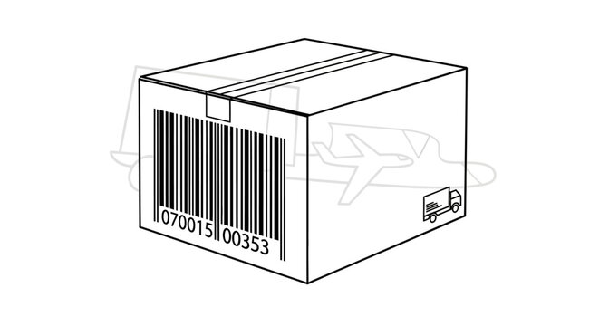 Barcode box with shipping label.