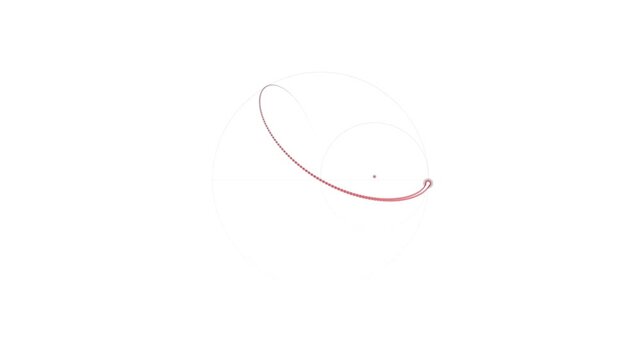 Red Tusi Couple Geometric Motion with Glowing Trail Loop on white Background
