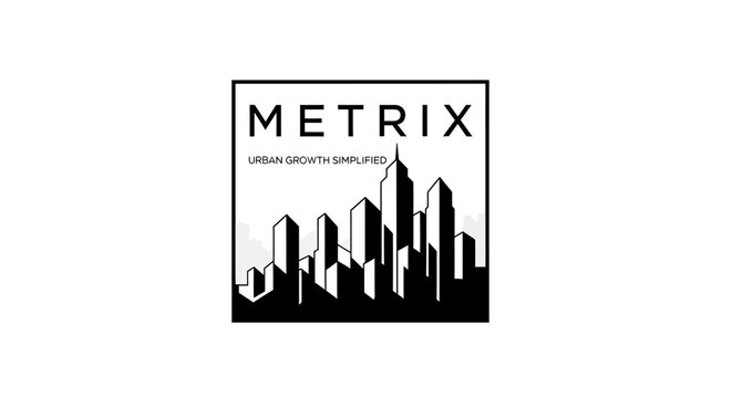 Black and white city skyline logo.