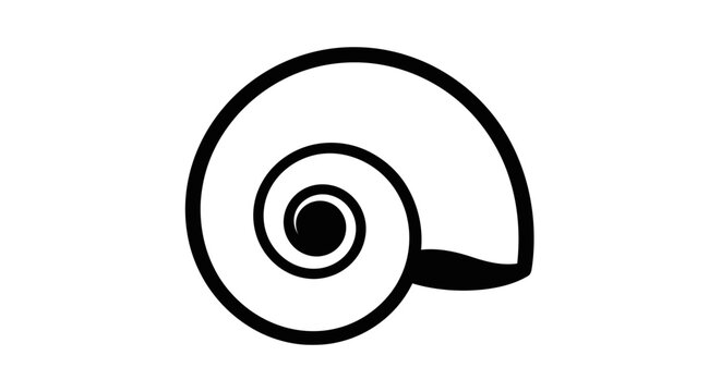 Simple black snail shell icon design.