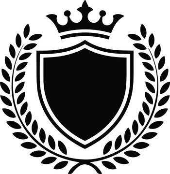 crest laurel wreath shield crown monogram emblem heraldry vector