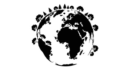 Obraz premium Black Silhouette of Earth with Virus.