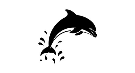 Naklejka premium Black dolphin jumping out water.