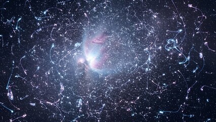 Cosmic dust glow shows particles in space creating a beautiful scene during a quiet moment in the universe