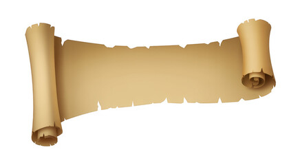 Torn parchment scroll isolated on a transparent background
