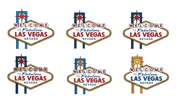 Las Vegas Welcome Sign Vector Illustration Set