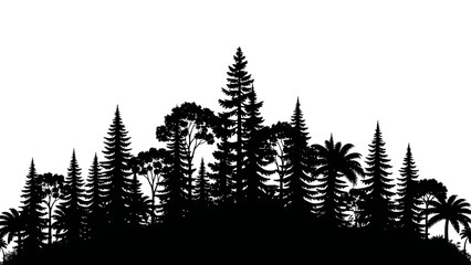 Obraz premium Silhouette of Trees on Hilltop Landscape.