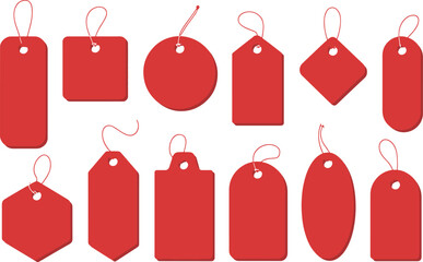 Red Blank Sale Tags Set for Price Discounts and Product Labeling