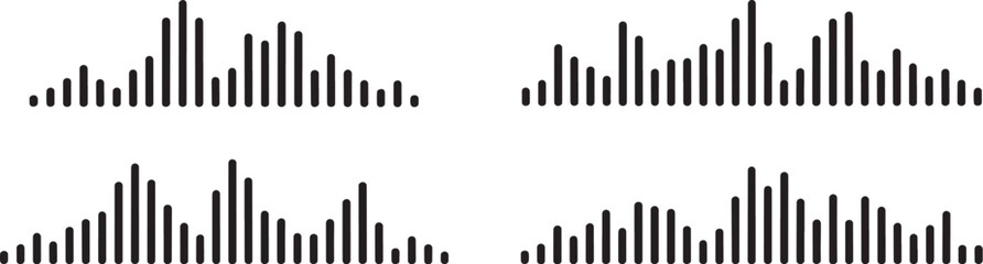 Obraz premium Digital Audio Waveform and Sound Frequency Bars Vector Illustration Set