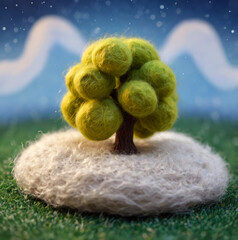 Wood and a lawn made of wool. Generative AI