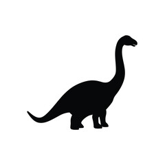 Giant Brontosaurus Dinosaur Silhouette Vector Graphic Isolated on White Background © Saikat