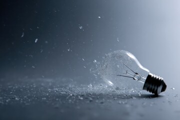 Naklejka premium Explosion of traditional electric bulb captured in high speed, concept of disruptive innovation and creative destruction