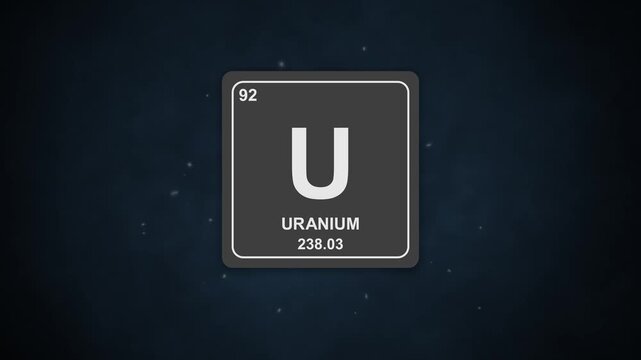 Dramatic illustration featuring uranium tile and atomic energy symbols