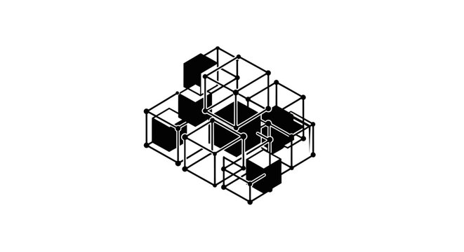 Geometric 3D cube structure model.