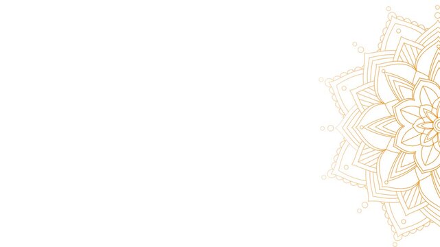 Yellow Abstract Rotating animated mandala backdrop art design in white background copy space 4k loop Hinduism concept Yantra Thangka Vajra Geometrical shape