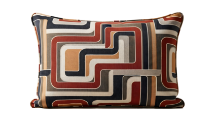 Retro geometric pattern pillow with neutral and warm color palette