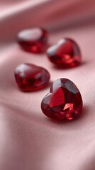 Red heart-shaped gemstones