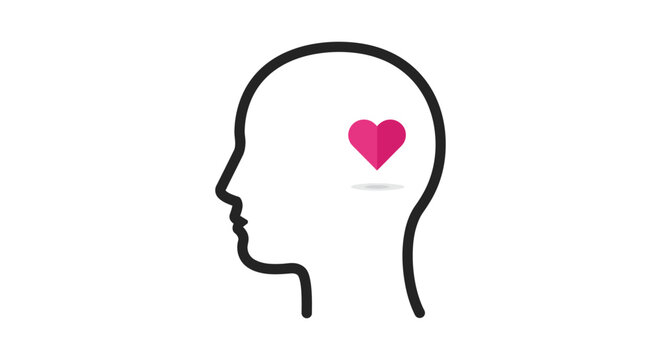 human mind heart symbol for emotional intelligence compassion and mental well-being concepts in psychology and wellness campaigns
