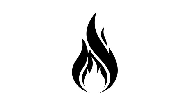 Black flame icon on white background.