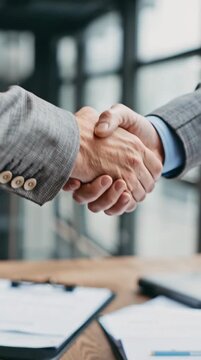 Business handshake between two individuals showing agreement and partnership