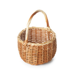 Fototapeta premium One empty Easter basket isolated on white