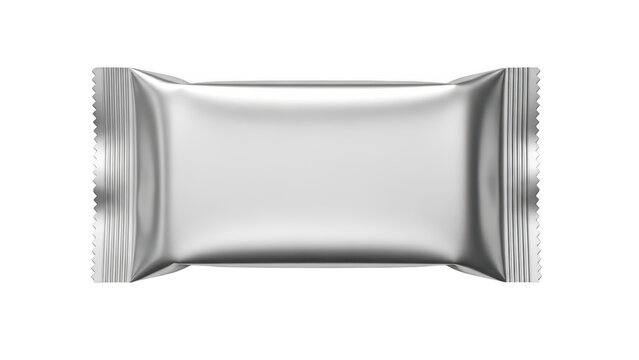 Silver foil snack packet isolated on transparent background