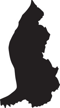 Black Silhouette Map of Liechtenstein on White Background outline country